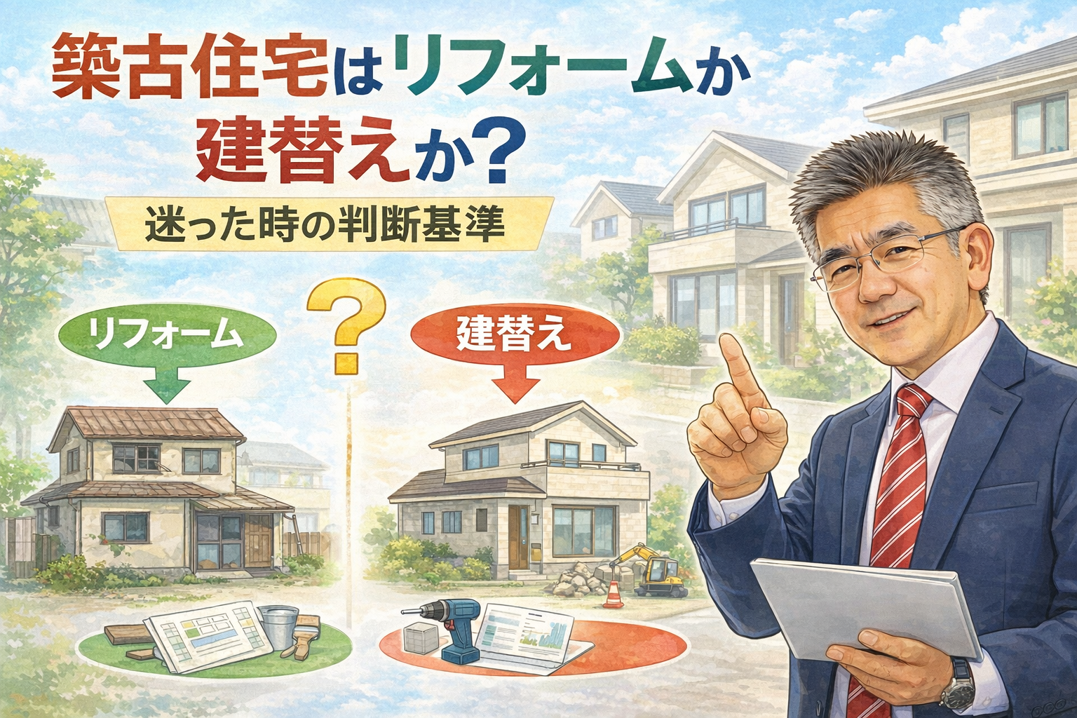 築古住宅はリフォームか建替えか？迷った時の判断基準のイメージ画像｜Chat GPTで加工しています。